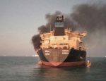 merchant navy oil tanker catches fire